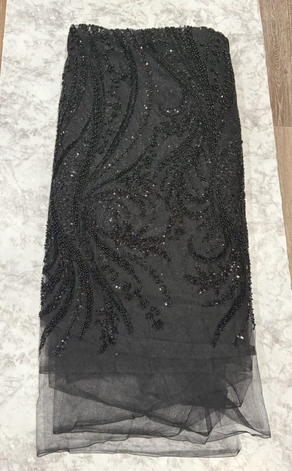 163 - BLACK Luxury Sequin Beaded Embroidery Glitter Mesh Sparkly Lace
