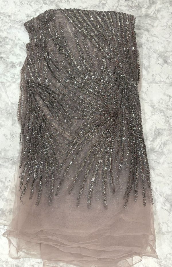 227 - SILVER Luxury French Tulle Net Lace with Sequins and Beads