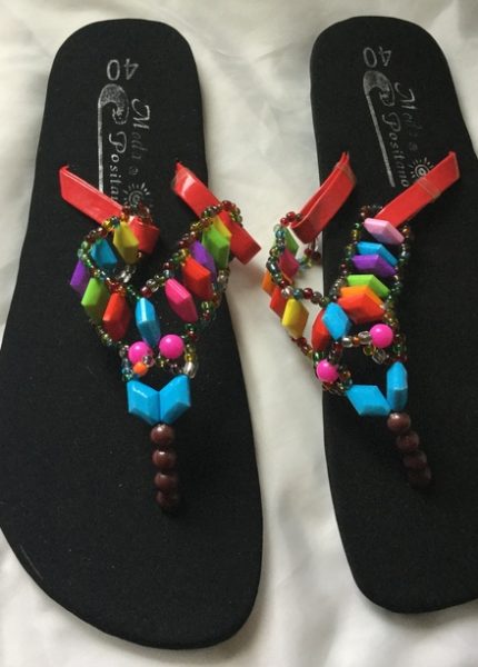 Multicolor Beaded African Sandals - US 9 _ EU 40 - MS006